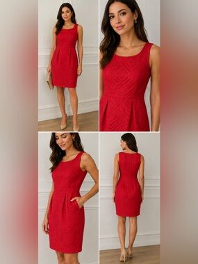 Isabella Demarco Red Textured Sleeveless Sheath Dress